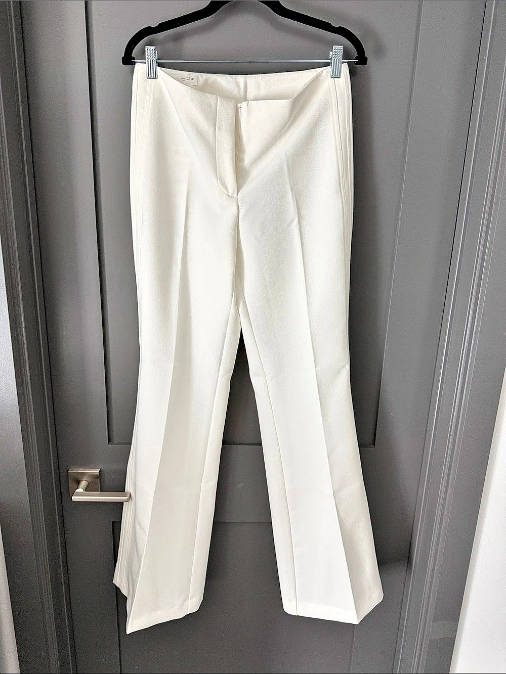ZARA Flared Trousers with Side Seam White Medium